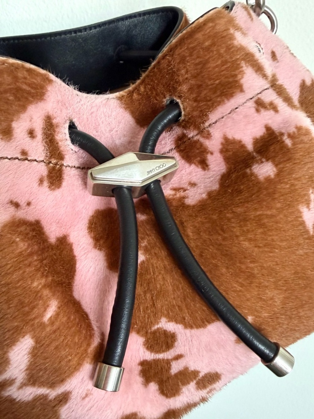 SOLD! Jimmy Choo Cinch M Cow Print Shoulder Bag - Picture 6 of 15